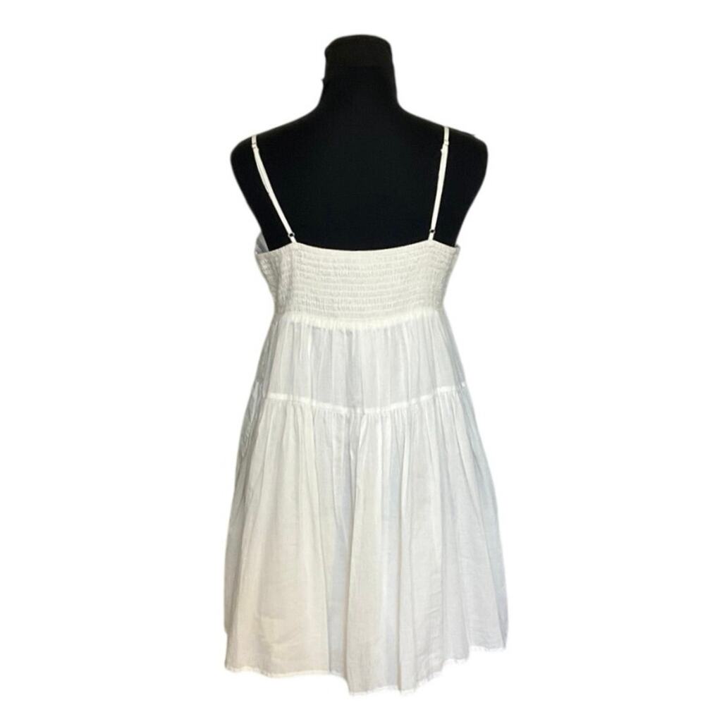 Zara White Embroidered Cotton Babydoll Dress M Boho Cottagecore - Picture 4 of 9